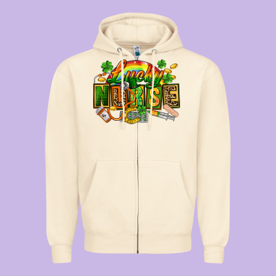 Lucky Nurse Zipper Hoodie Designed By Fadigitalartstudio