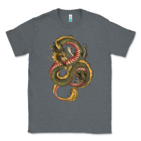 Charcoal Heather green and yellow dragon Classic Tee - RanaPortraitStore