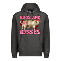 Charcoal Heather hugs and kisses charolais bull Premium Hoodie - RanaPortraitStore