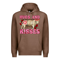 Chestnut hugs and kisses charolais bull Premium Hoodie - RanaPortraitStore