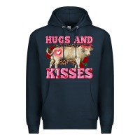 Navy hugs and kisses charolais bull Premium Hoodie - RanaPortraitStore