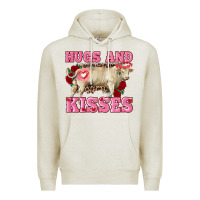 Oatmeal Heather hugs and kisses charolais bull Premium Hoodie - RanaPortraitStore