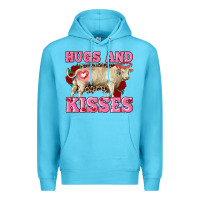 Ocean Blue hugs and kisses charolais bull Premium Hoodie - RanaPortraitStore