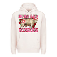 Pale Pink hugs and kisses charolais bull Premium Hoodie - RanaPortraitStore