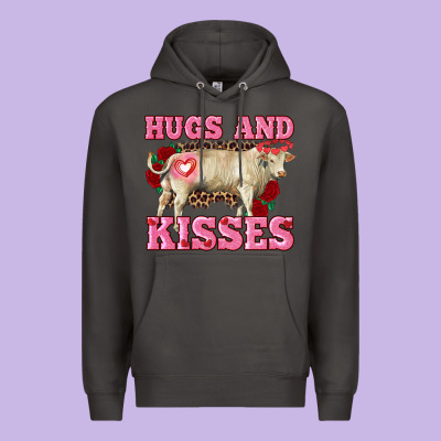 Hugs And Kisses Charolais Bull Premium Hoodie Designed By Ranaportraitstore