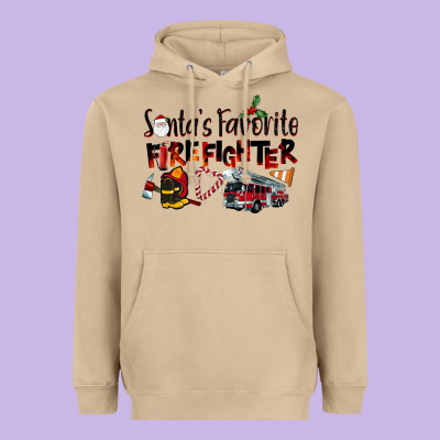 Santa's Favorite Firefighter Heavyweight Hoodie Designed By Lillyallendesigns