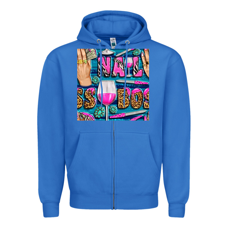 Nail Boss Money Hand And Wine With Gemstone Leopard And Zebra Seamless Zipper Hoodie by BundleAndBundleShop | Teevron