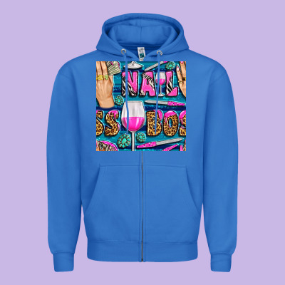 Nail Boss Money Hand And Wine With Gemstone Leopard And Zebra Seamless Zipper Hoodie Designed By Bundleandbundleshop