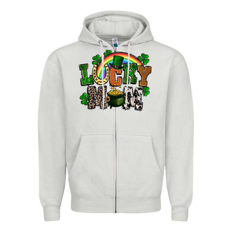 Lucky Mom St. Patricks Day Zipper Hoodie by FaDigitalArtStudio | Teevron