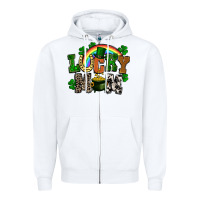 White lucky mom St. Patricks Day Zipper Hoodie - FaDigitalArtStudio