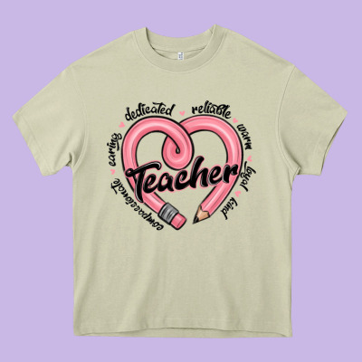 Valentine's Day Pencil Heart Teacher Quotes Heavy Core Tee Designed By Maliassmallbusiness