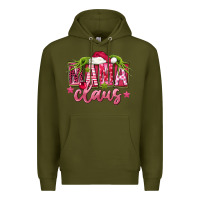 Army Green Pink Christmas Mama Claus Premium Hoodie - FaDigitalArtStudio