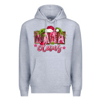 Heather Grey Pink Christmas Mama Claus Premium Hoodie - FaDigitalArtStudio