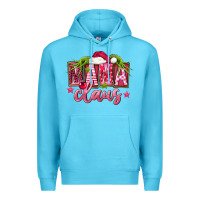 Ocean Blue Pink Christmas Mama Claus Premium Hoodie - FaDigitalArtStudio