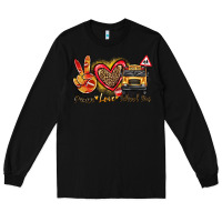 Black peace love school bus Long Sleeve Tee - texasbilliewilder