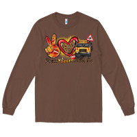 Chestnut peace love school bus Long Sleeve Tee - texasbilliewilder