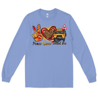 Colony Blue peace love school bus Long Sleeve Tee - texasbilliewilder