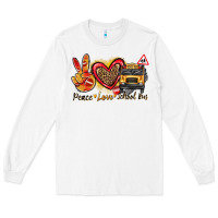 White peace love school bus Long Sleeve Tee - texasbilliewilder
