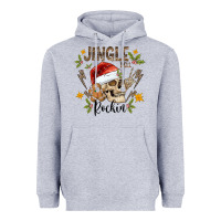 Heather Grey jingle bell rock black Heavyweight Hoodie - CowhideDigitalArt