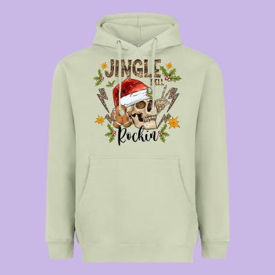 Jingle Bell Rock Black Heavyweight Hoodie Designed By Cowhidedigitalart