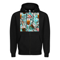 Black dentist coffee cups toothpaste and teeth with cowhide seamless pattern Zipper Hoodie - BundleAndBundleShop