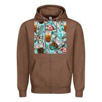 Chestnut dentist coffee cups toothpaste and teeth with cowhide seamless pattern Zipper Hoodie - BundleAndBundleShop