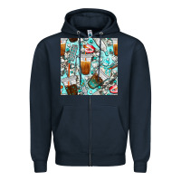 Navy dentist coffee cups toothpaste and teeth with cowhide seamless pattern Zipper Hoodie - BundleAndBundleShop
