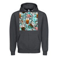 Smoke dentist coffee cups toothpaste and teeth with cowhide seamless pattern Zipper Hoodie - BundleAndBundleShop