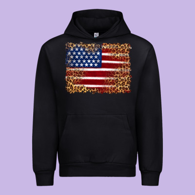 American Flag And Leopard Urban Hoodie Designed By Artiststas