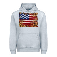 Heather Grey american flag and leopard Urban Hoodie - Artiststas