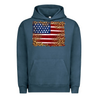 Pigment Midnight Navy american flag and leopard Urban Hoodie - Artiststas