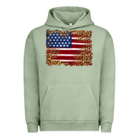 Pigment Oil Green american flag and leopard Urban Hoodie - Artiststas