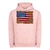 Pigment Salmon american flag and leopard Urban Hoodie - Artiststas