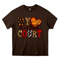 Chocolate Brown my heart is on that court basketball red and black Heavy Core Tee - NancyCooperArtShop