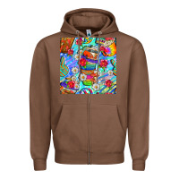 Chestnut hippie coffee cups and flowers and peace seamless pattern bbs Zipper Hoodie - BundleAndBundleShop