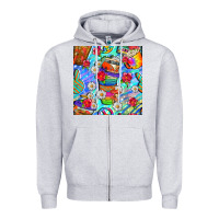 Heather Grey hippie coffee cups and flowers and peace seamless pattern bbs Zipper Hoodie - BundleAndBundleShop
