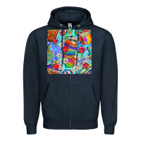 Navy hippie coffee cups and flowers and peace seamless pattern bbs Zipper Hoodie - BundleAndBundleShop