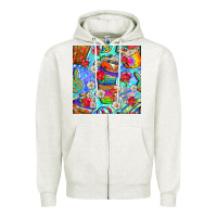 Oatmeal Heather hippie coffee cups and flowers and peace seamless pattern bbs Zipper Hoodie - BundleAndBundleShop