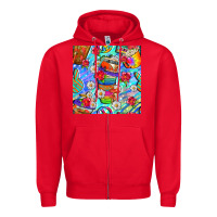 Red hippie coffee cups and flowers and peace seamless pattern bbs Zipper Hoodie - BundleAndBundleShop