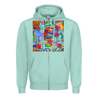 Seafoam hippie coffee cups and flowers and peace seamless pattern bbs Zipper Hoodie - BundleAndBundleShop