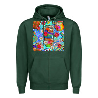 Sports Green hippie coffee cups and flowers and peace seamless pattern bbs Zipper Hoodie - BundleAndBundleShop