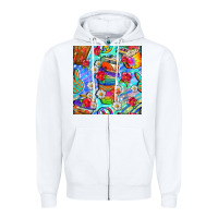 White hippie coffee cups and flowers and peace seamless pattern bbs Zipper Hoodie - BundleAndBundleShop