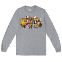 Heather Grey farm animals school bus Long Sleeve Tee - texasbilliewilder
