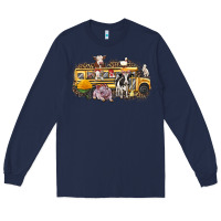 Navy farm animals school bus Long Sleeve Tee - texasbilliewilder