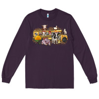 Plum farm animals school bus Long Sleeve Tee - texasbilliewilder