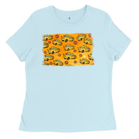 Baby Blue School Bus Pattern Ladies Tee - Jasminsmagicworld