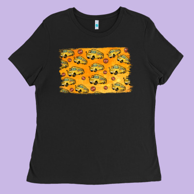 School Bus Pattern Ladies Tee Designed By Jasminsmagicworld