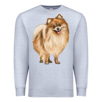 Heather Grey Pomeranian Dog Illustrations Premium Sweatshirt - LillyAllenDesigns