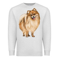 Oatmeal Heather Pomeranian Dog Illustrations Premium Sweatshirt - LillyAllenDesigns