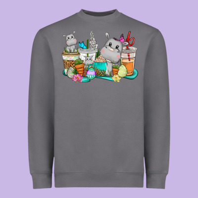 Easter Hippopotamus Coffee Cups Easter Day Heavyweight Sweatshirt Designed By Cowgirlartshop